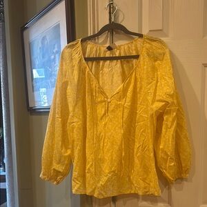 Universal Thread Yellow Ruffled 3/4 Sleeve Blouse